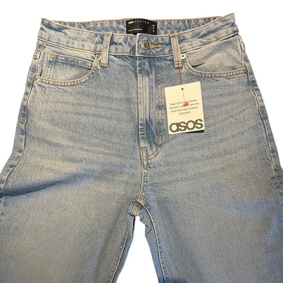 ASOS Design High Rise Straight Leg Jeans Light Wash Denim Casual - Picture 3 of 5